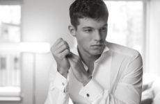 PRIVATE HOLIDAY black and white model in dress shirt